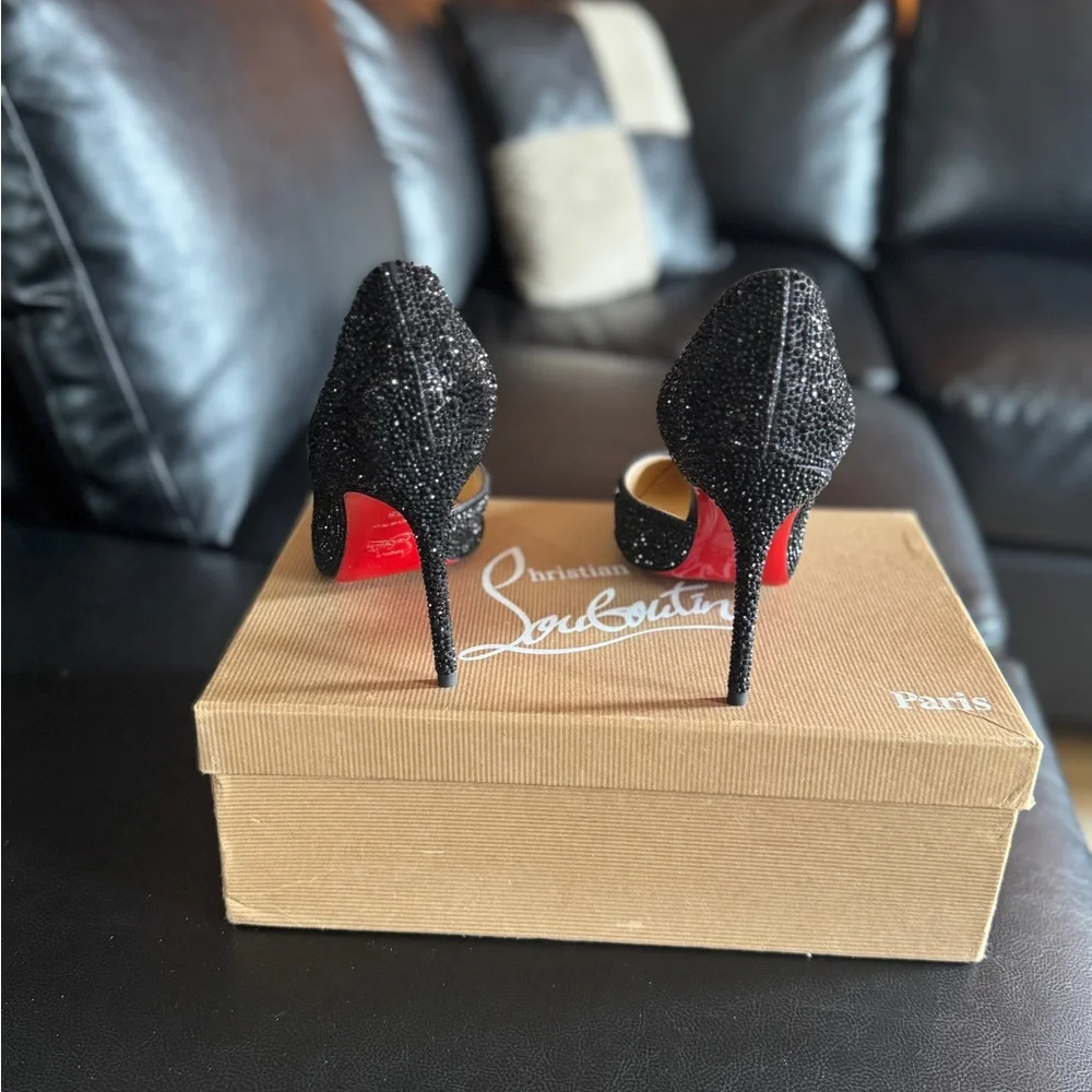 Christian Louboutin Black Glitter Heels - Picture 6 of 10